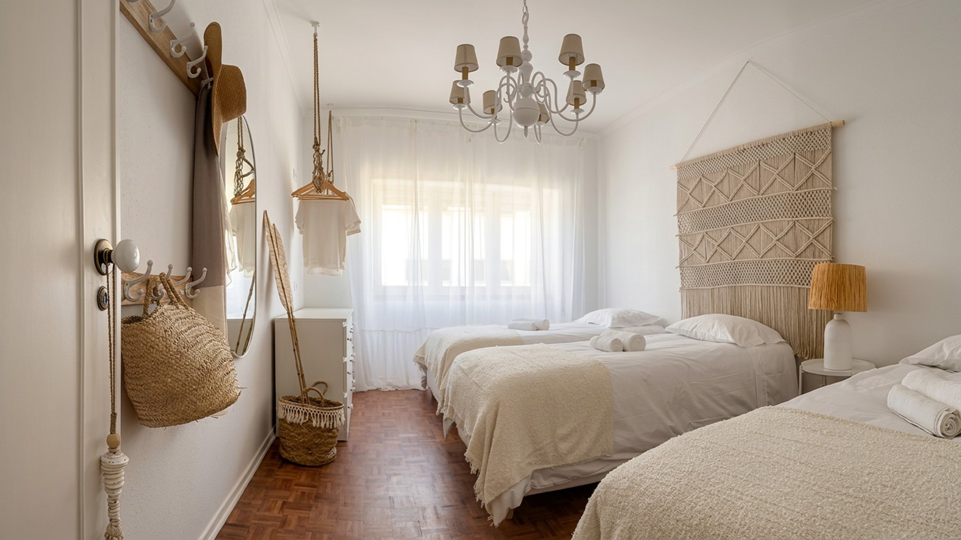 Princesa room prepared with three single beds